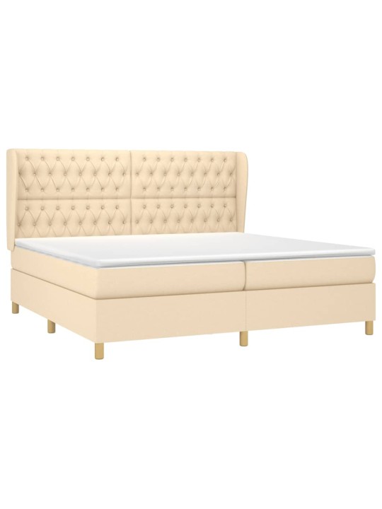 Box spring postel s matrací krémová 200x200 cm textil
