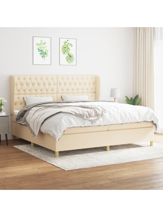 Box spring postel s matrací krémová 200x200 cm textil