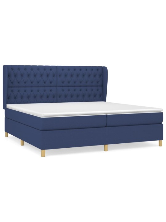 Box spring postel s matrací modrá 200x200 cm textil