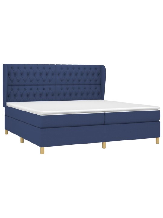 Box spring postel s matrací modrá 200x200 cm textil