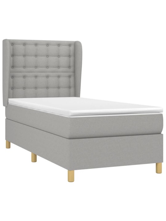 Box spring postel s matrací světle šedá 80 x 200 cm textil