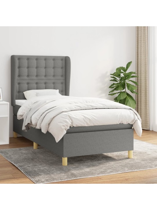 Box spring postel s matrací tmavě šedá 90x190 cm textil
