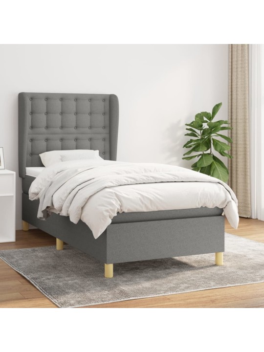 Box spring postel s matrací tmavě šedá 90x200 cm textil