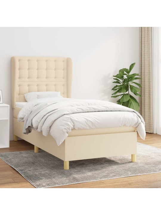 Box spring postel s matrací krémová 100 x 200 cm textil