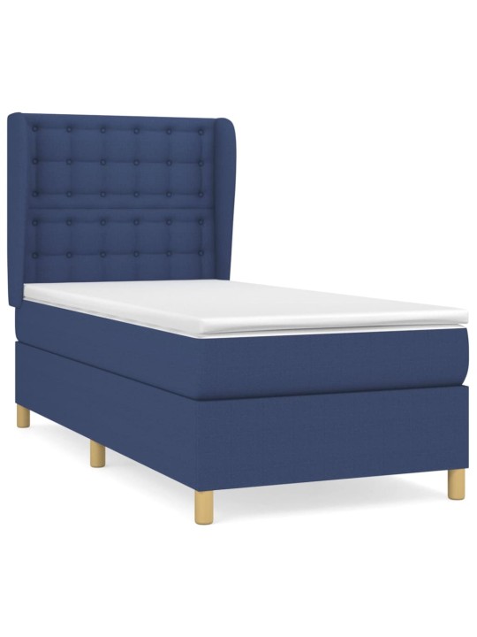 Box spring postel s matrací modrá 100 x 200 cm textil