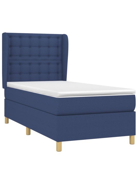 Box spring postel s matrací modrá 100 x 200 cm textil