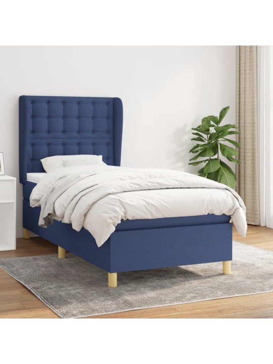 Box spring postel s matrací modrá 100 x 200 cm textil
