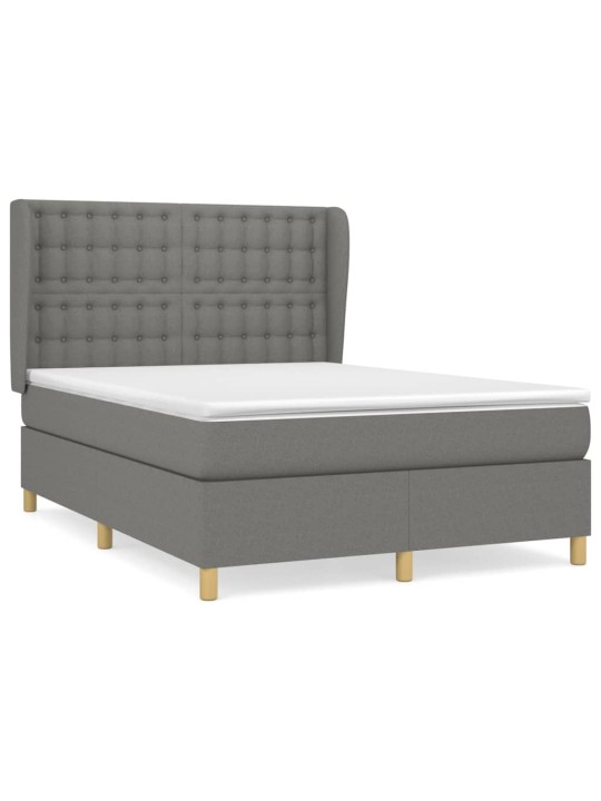 Box spring postel s matrací tmavě šedý 140 x 190 cm textil