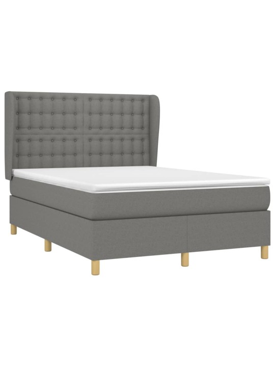 Box spring postel s matrací tmavě šedý 140 x 190 cm textil