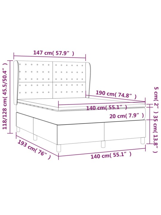 Box spring postel s matrací tmavě šedý 140 x 190 cm textil