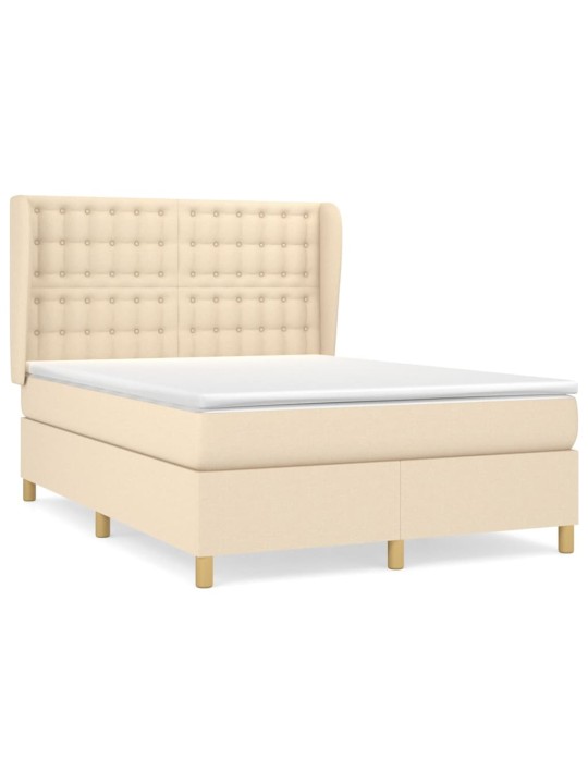 Box spring postel s matrací krémová 140x190 cm textil