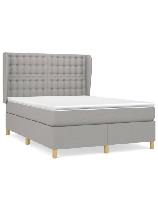 Box spring postel s matrací světle šedá 140 x 200 cm textil