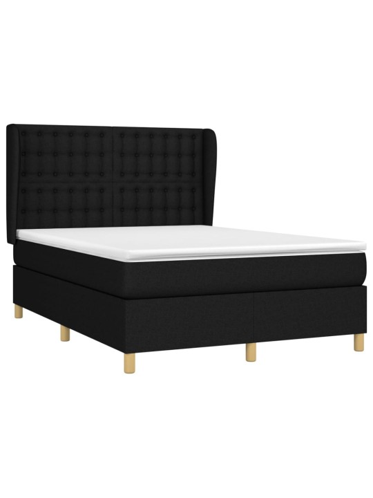 Box spring postel s matrací černá 140x200 cm textil
