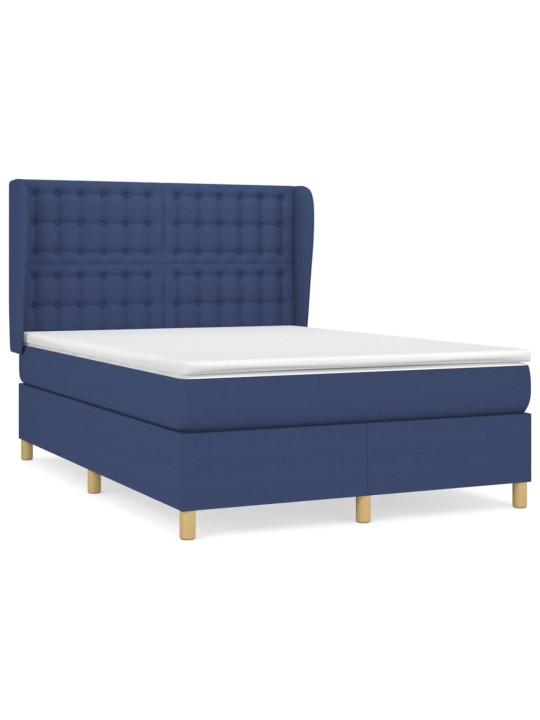 Box spring postel s matrací modrá 140x200 cm textil