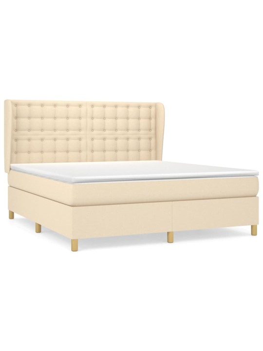 Box spring postel s matrací krémová 160x200 cm textil