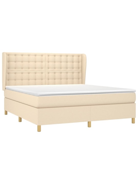 Box spring postel s matrací krémová 160x200 cm textil