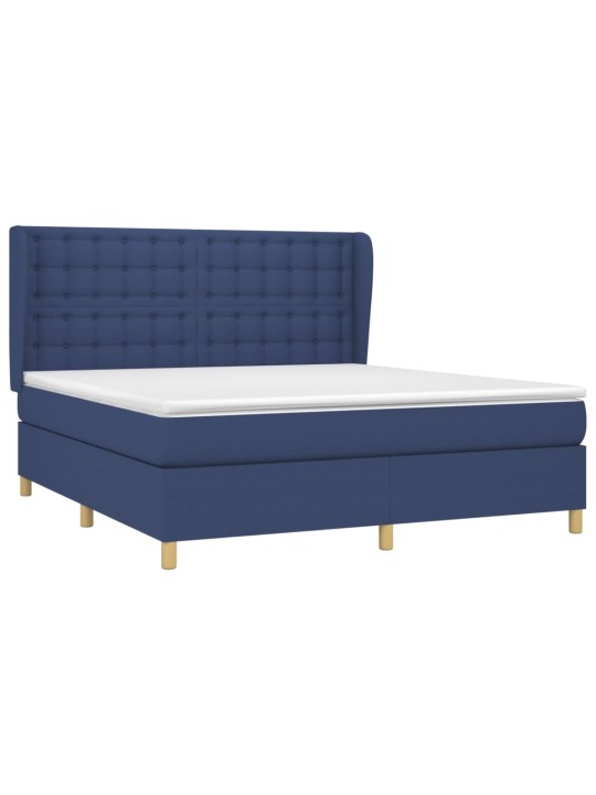Box spring postel s matrací modrá 160x200 cm textil