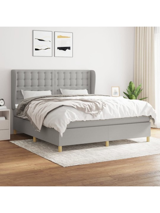 Box spring postel s matrací světle šedá 180 x 200 cm textil