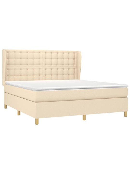 Box spring postel s matrací krémová 180x200 cm textil
