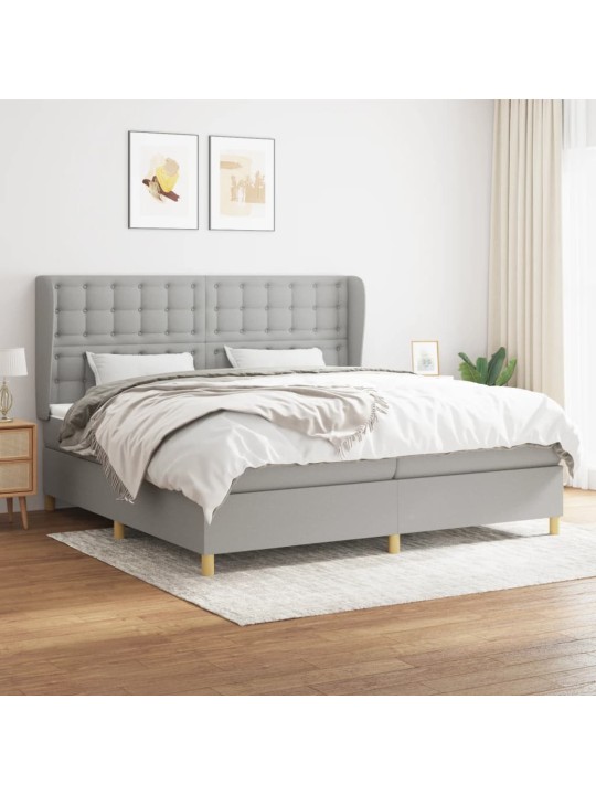 Box spring postel s matrací světle šedá 200 x 200 cm textil