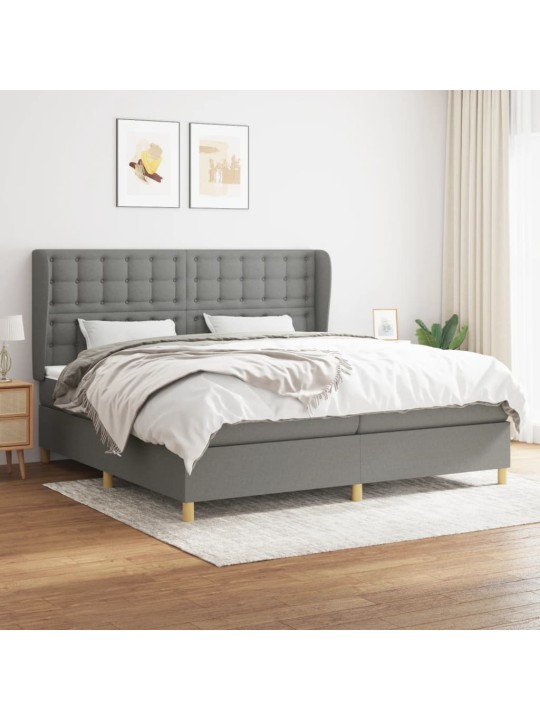 Box spring postel s matrací tmavě šedá 200x200 cm textil