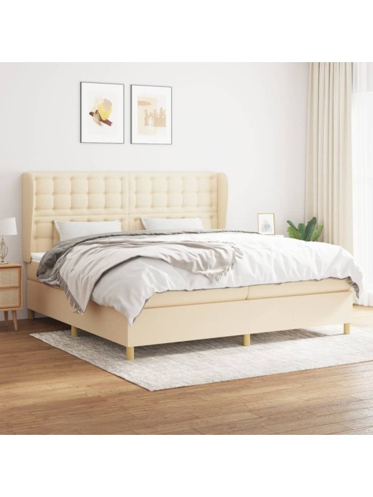 Box spring postel s matrací krémová 200x200 cm textil