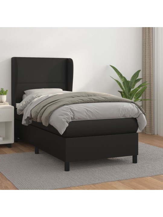 Box spring postel s matrací černá 90x190 cm umělá kůže