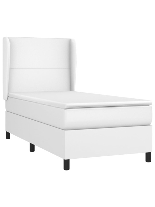 Box spring postel s matrací bílá 90x190 cm umělá kůže