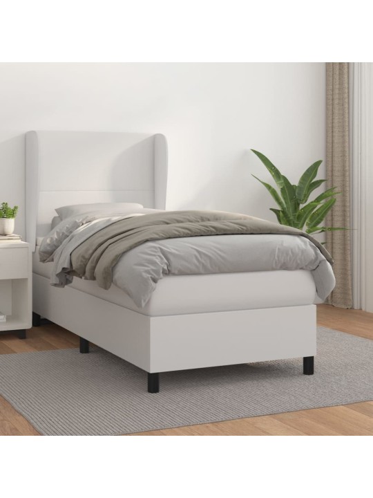 Box spring postel s matrací bílá 90x190 cm umělá kůže