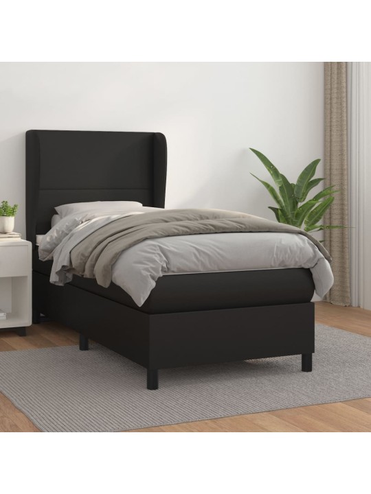 Box spring postel s matrací černá 100x200 cm umělá kůže