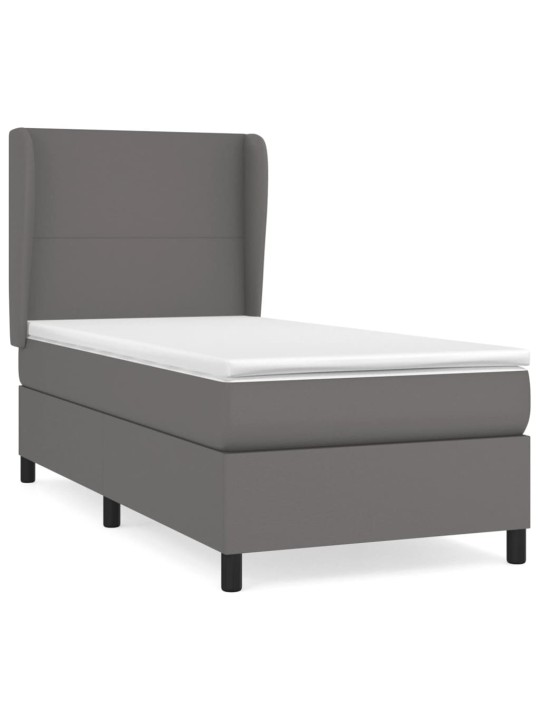 Box spring postel s matrací šedá 100x200 cm umělá kůže