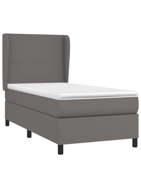 Box spring postel s matrací šedá 100x200 cm umělá kůže