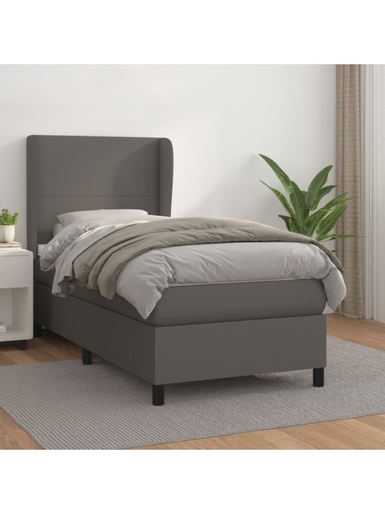 Box spring postel s matrací šedá 100x200 cm umělá kůže