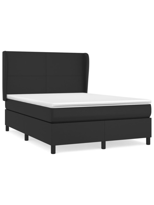 Box spring postel s matrací černá 140 x 190 cm umělá kůže