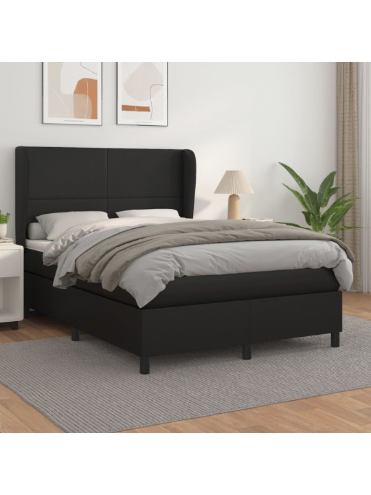 Box spring postel s matrací černá 140 x 190 cm umělá kůže