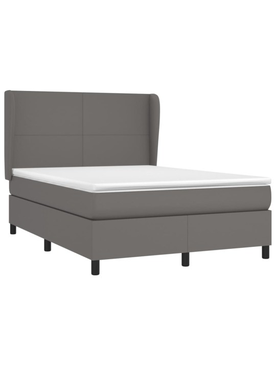 Box spring postel s matrací šedá 140 x 190 cm umělá kůže
