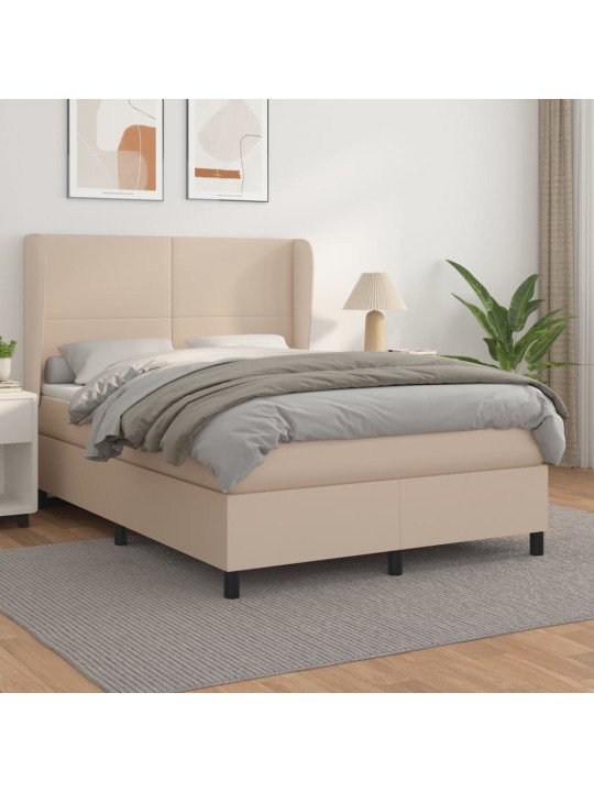Box spring postel s matrací cappuccino 140x190 cm umělá kůže