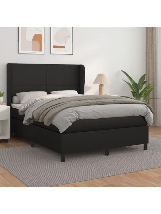 Box spring postel s matrací černá 140x200 cm umělá kůže