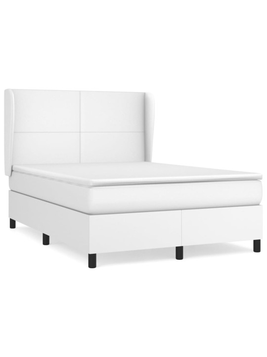 Box spring postel s matrací bílá 140x200 cm umělá kůže