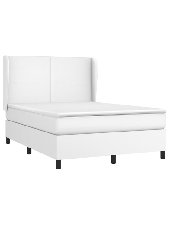 Box spring postel s matrací bílá 140x200 cm umělá kůže