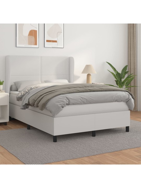 Box spring postel s matrací bílá 140x200 cm umělá kůže