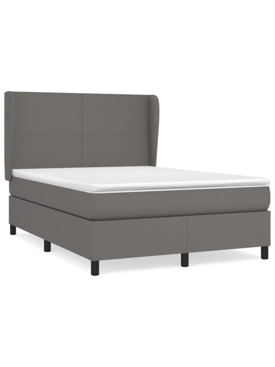 Box spring postel s matrací šedá 140x200 cm umělá kůže