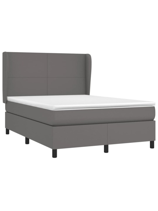 Box spring postel s matrací šedá 140x200 cm umělá kůže
