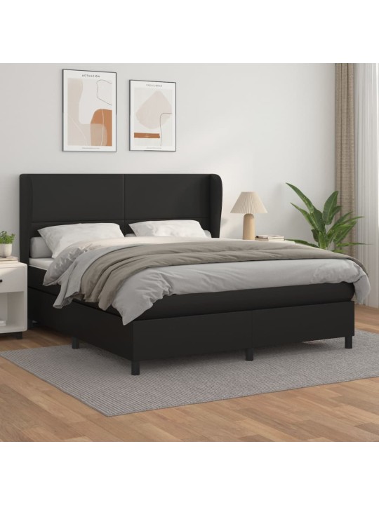 Box spring postel s matrací černá 160x200 cm umělá kůže