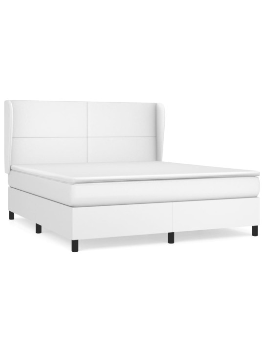 Box spring postel s matrací bílá 160x200 cm umělá kůže