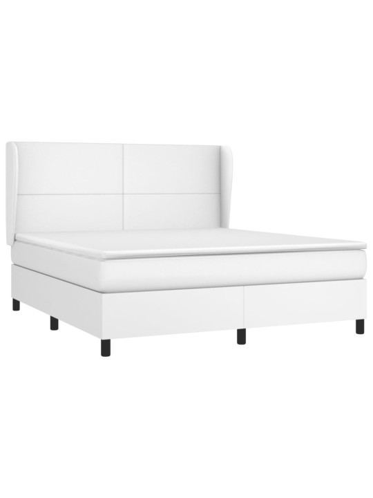 Box spring postel s matrací bílá 160x200 cm umělá kůže