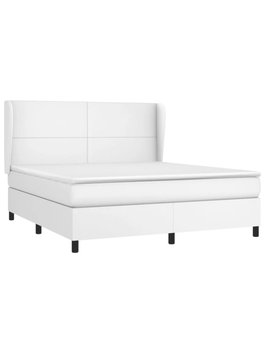 Box spring postel s matrací bílá 160x200 cm umělá kůže