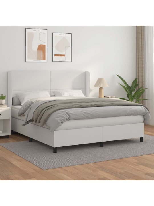 Box spring postel s matrací bílá 160x200 cm umělá kůže