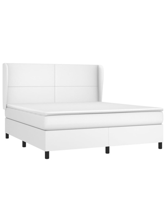 Box spring postel s matrací bílá 180x200 cm umělá kůže