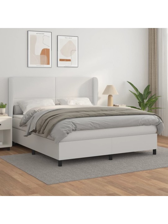 Box spring postel s matrací bílá 180x200 cm umělá kůže